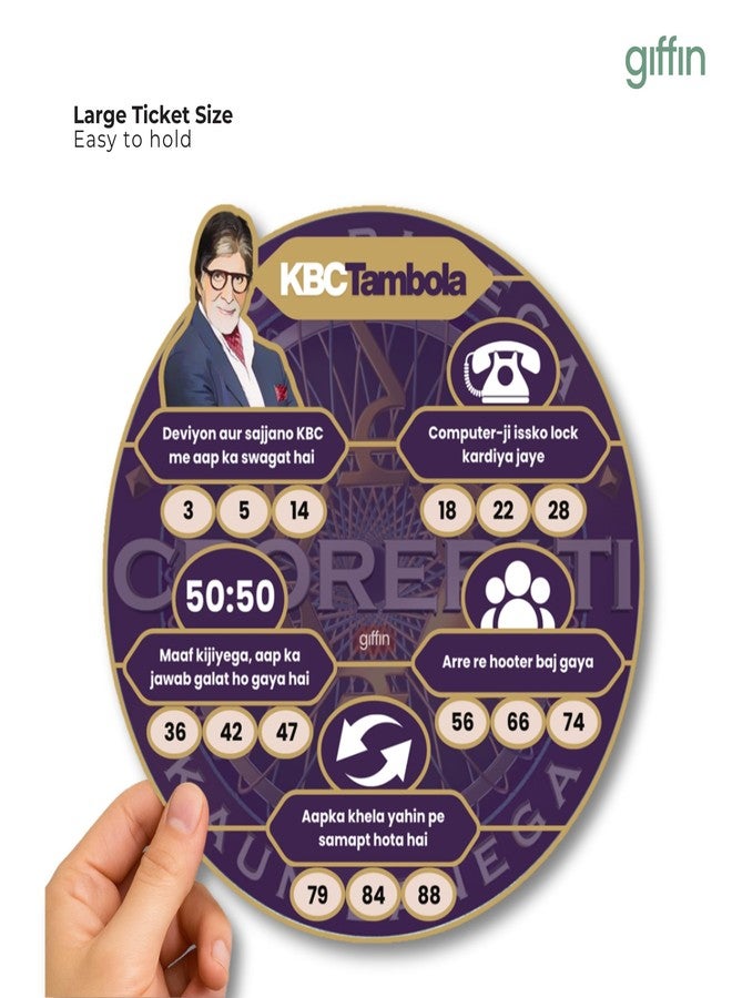 Giffin KBC Tambola Tickets with Sketch Pens | Kaun Banega Crorepati Themed Party Housie Game | Perfect for Kitty Parties, Family Gatherings & Festive Events (Pack of 24 Tickets, Classic Edition) - Image 4
